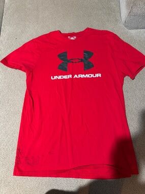 Under Armour Red Short Sleeve Tee with Black Logo